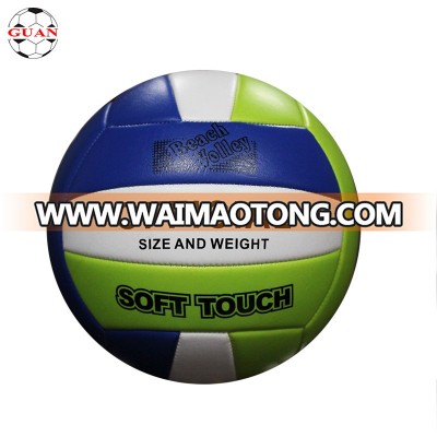 Factory wholesales  blue white green blentent size 5 machine stitch pvc beach training and playing volleyball