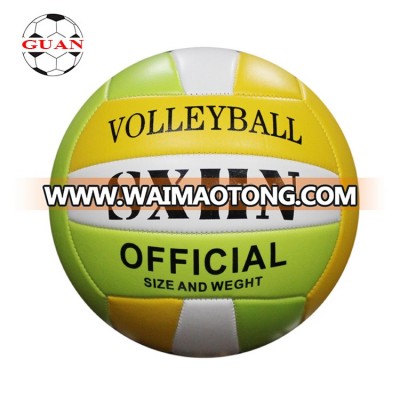 factory direct supply cheap custom logo pvc leather machine stitched blue/white/yellow volleyball for promotional